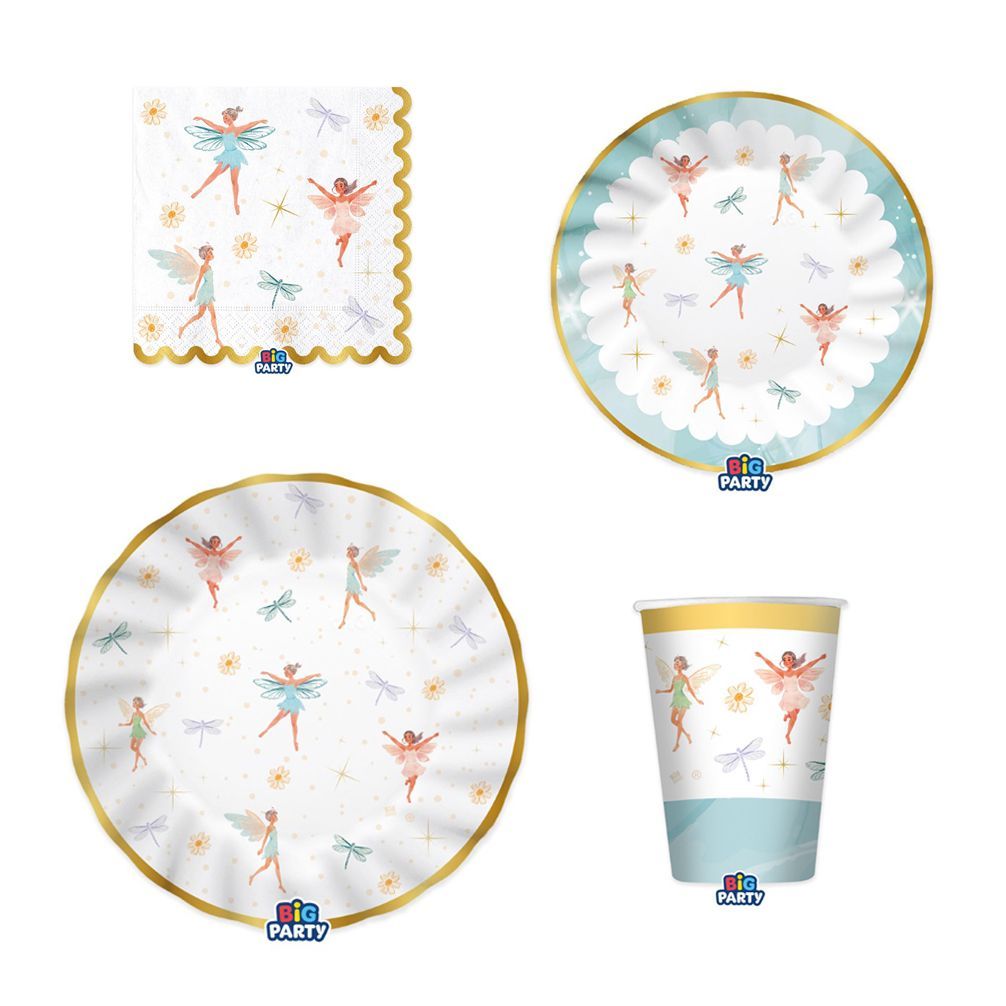 Party-Set Feen 4-teilig Pappteller Pappbecher Servietten Party-Set Feen 4-teilig Pappteller Pappbecher Servietten