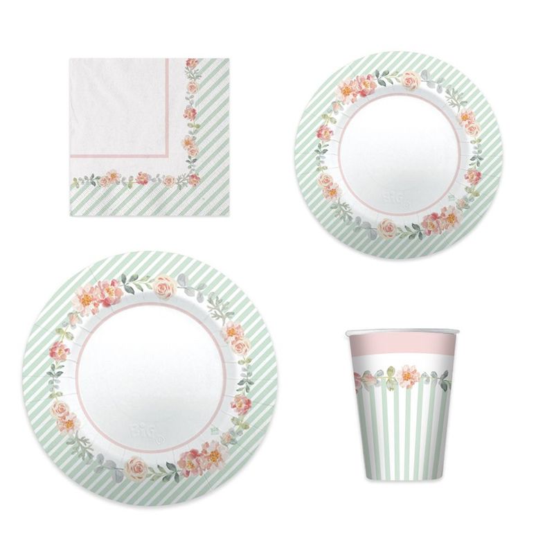 Party-Set Shabby Chic 4-teilig Pappteller Pappbecher Servietten Party-Set Shabby Chic 4-teilig Pappteller Pappbecher Servietten