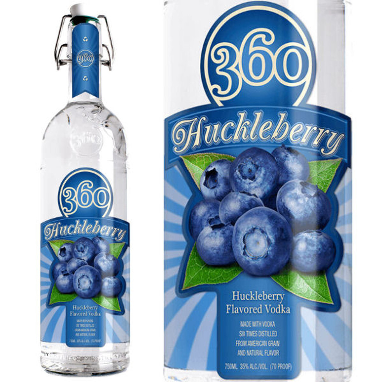 360 HUCKLEBERRY FLAVORED VODKA 1L