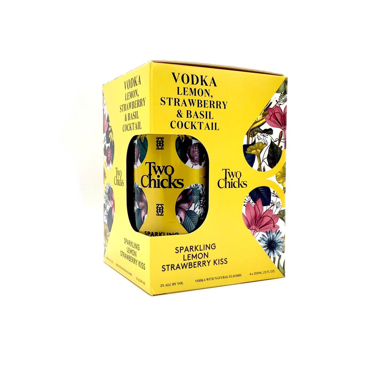 TWO CHICKS VODKA  LEMON STRAWBERRY &amp; BASIL COCKTAIL 4PK CANS