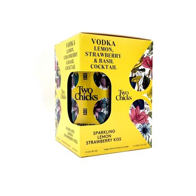 TWO CHICKS VODKA  LEMON STRAWBERRY &amp; BASIL COCKTAIL 4PK CANS