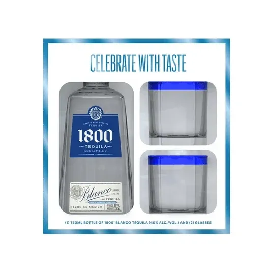 1800 BLANCO GIFT SET WITH 2 GLASS 750ML