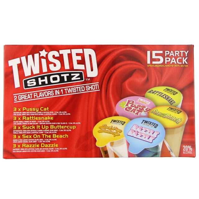 TWISTED SHOTZ RED PARTY 15PK/375ML