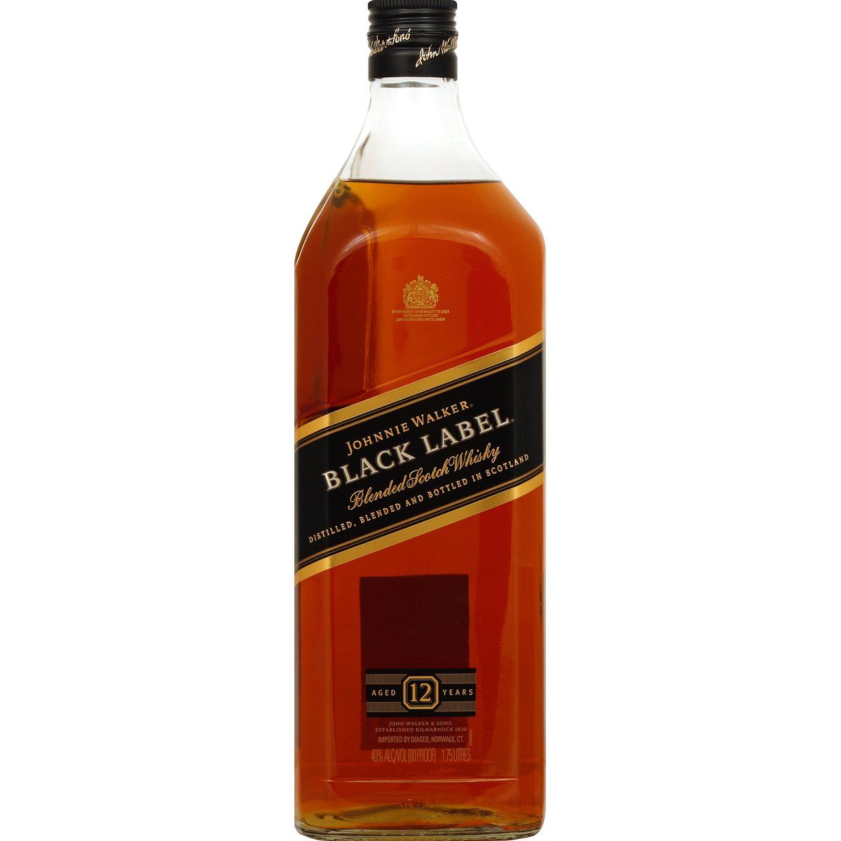 JOHNNIE WALKER BLACK LABEL BLENDED SCOTCH WHISKY 1.75L
