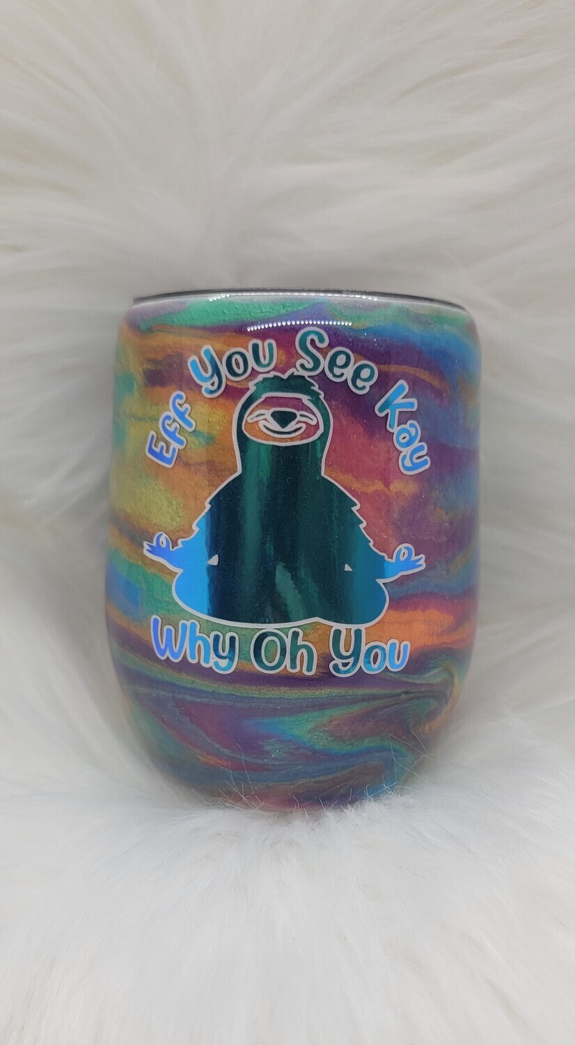 12oz Wine Tumbler Sloth Pigment Swirl