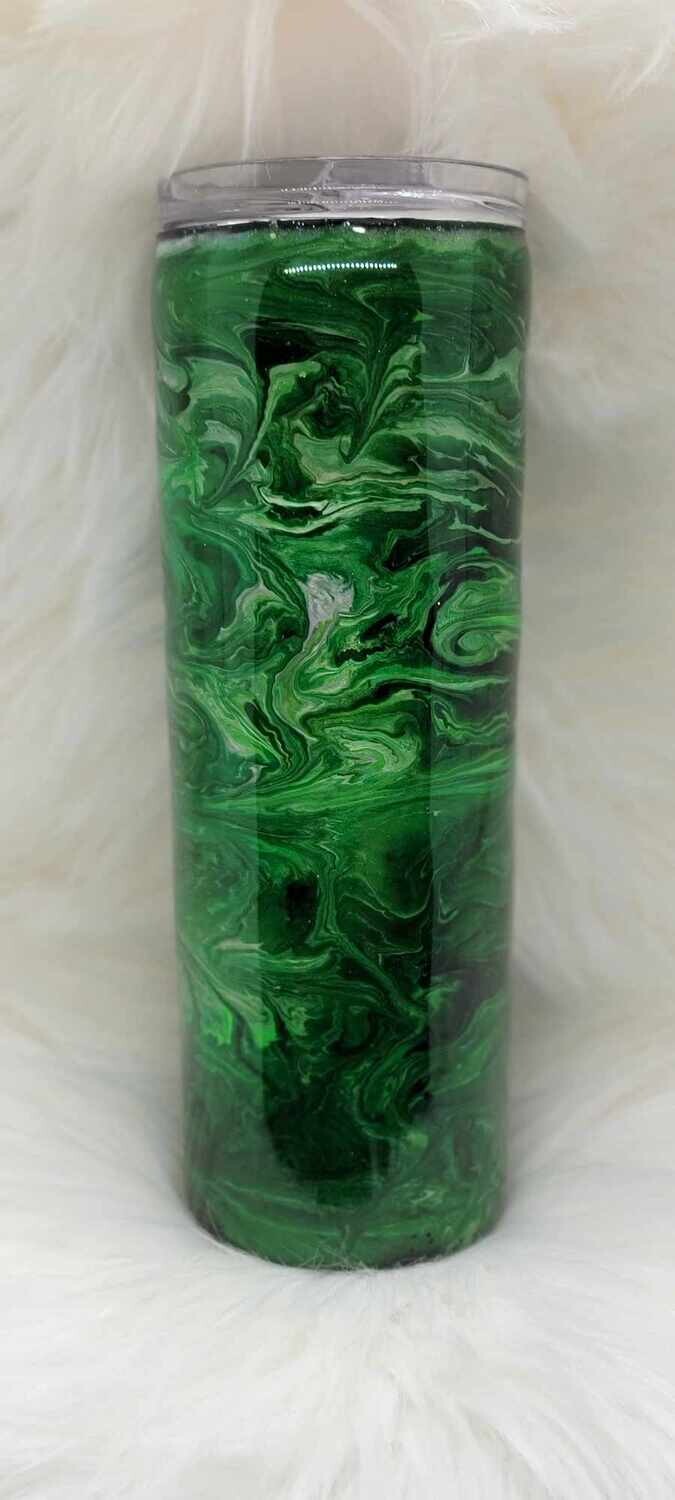 20oz Skinny Green Swirl