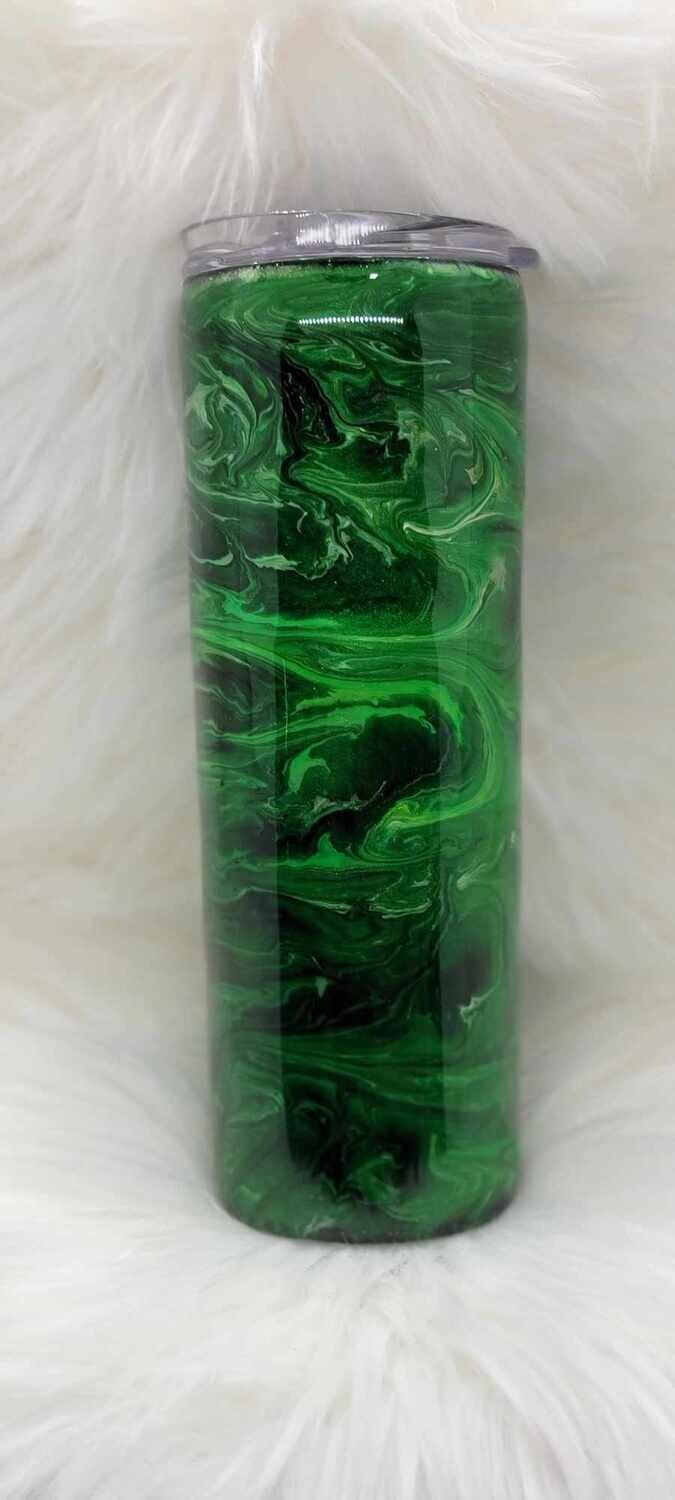 20oz Skinny Green Swirl