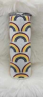 20oz Skinny Rainbow Full Glitter Tumbler