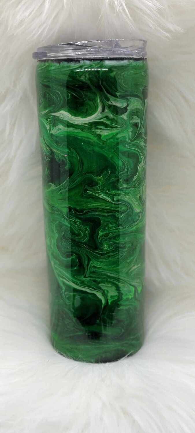 20oz Skinny Green Swirl