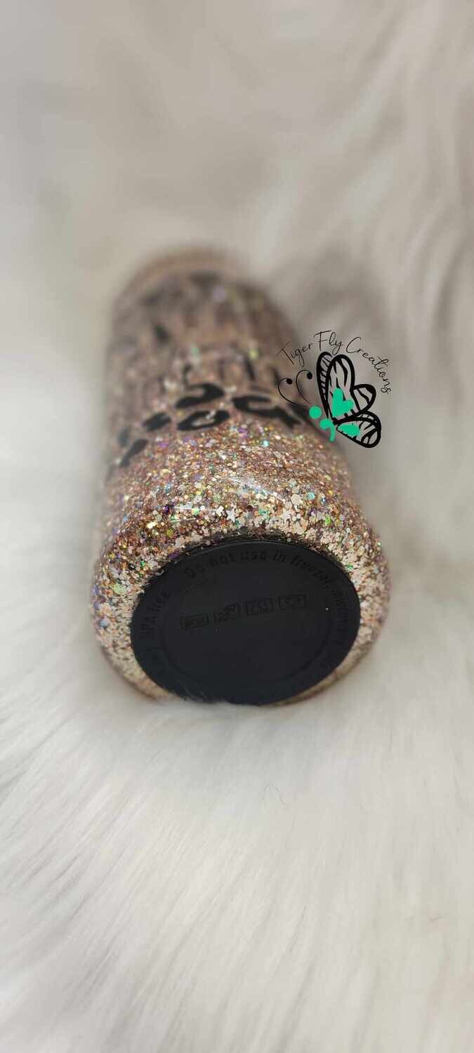 16oz Glass Snow Globe Tumbler ~ Running on Caffeine, Sarcasm &amp; Petty Thoughts