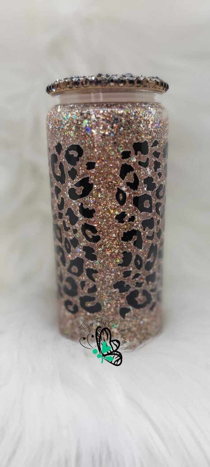 16oz Glass Snow Globe Tumbler ~ Running on Caffeine, Sarcasm &amp; Petty Thoughts