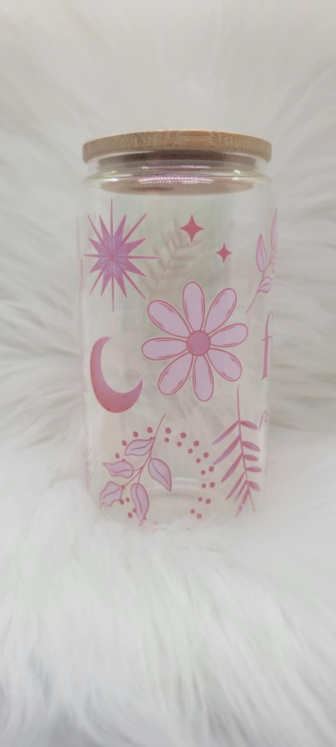 16oz &#39;Get Fucked Respectfully&#39; Pink Shimmer Glass Can