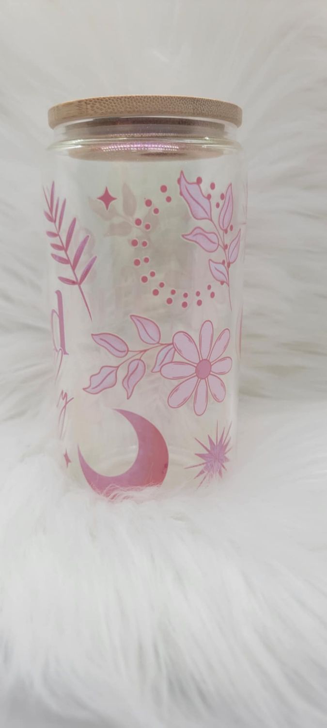16oz Glass Can &#39;Get Fucked Respectfully&#39; Pink Shimmer