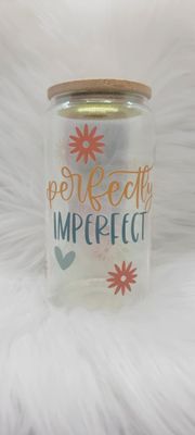 16oz Glass Can &#39;Perfectly Imperfect&#39; Green Shimmer
