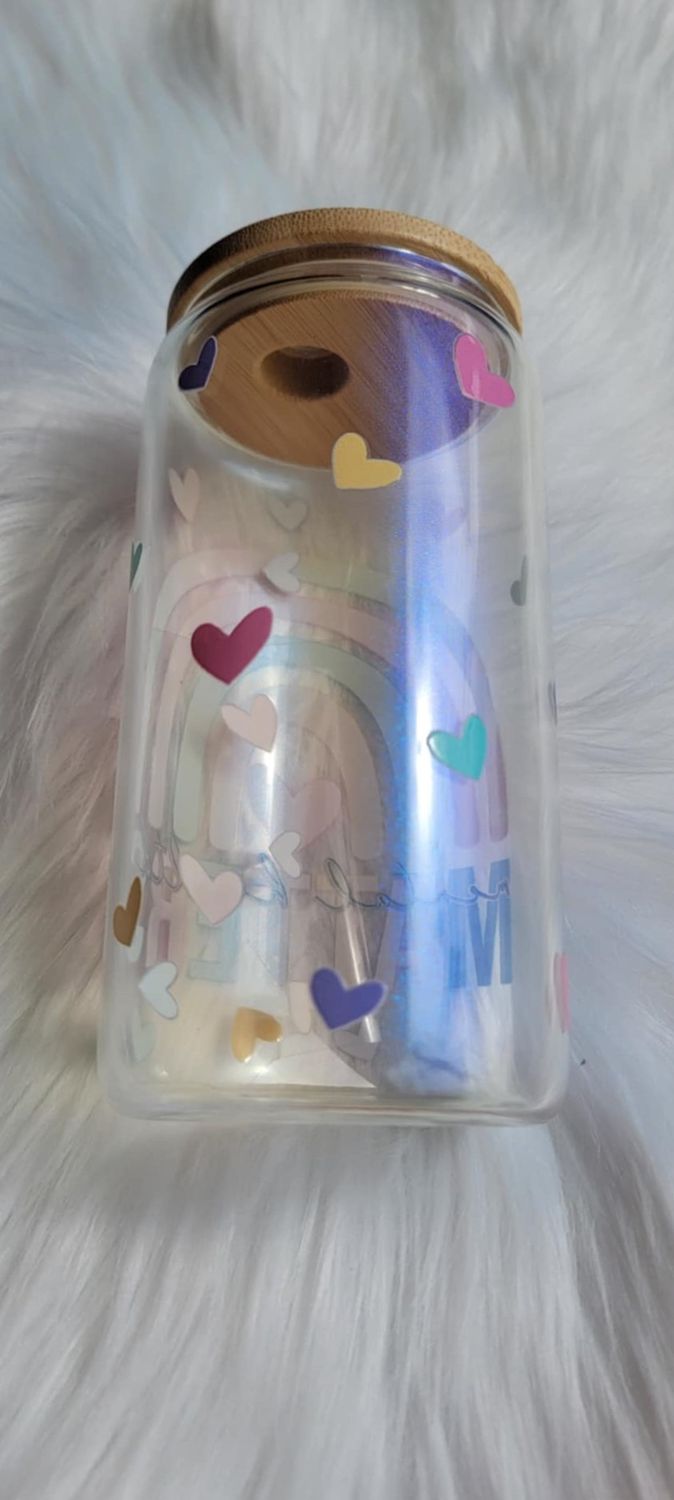 16oz Glass Can &#39;Mental Health Matters&#39; Blue Shimmer