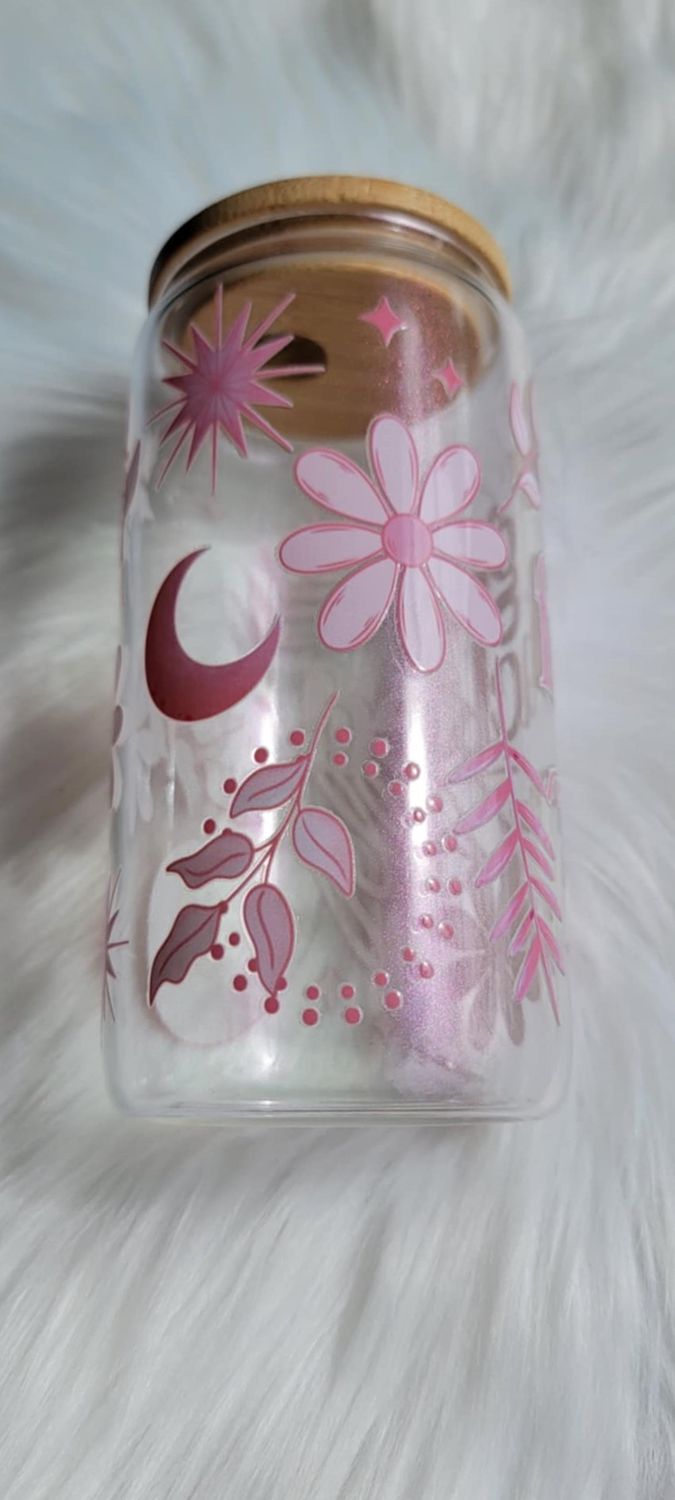 16oz Glass Can &#39;Get Fucked Respectfully&#39; Pink Shimmer