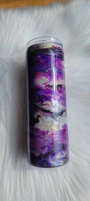 20oz Black &amp; and purple swirl over an opal white base