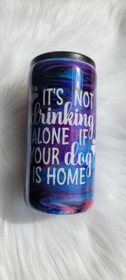 12oz Duo Purple/Blue/Black swirl Slim Duozi can cooler/tumber in 1 2 Screw on lids