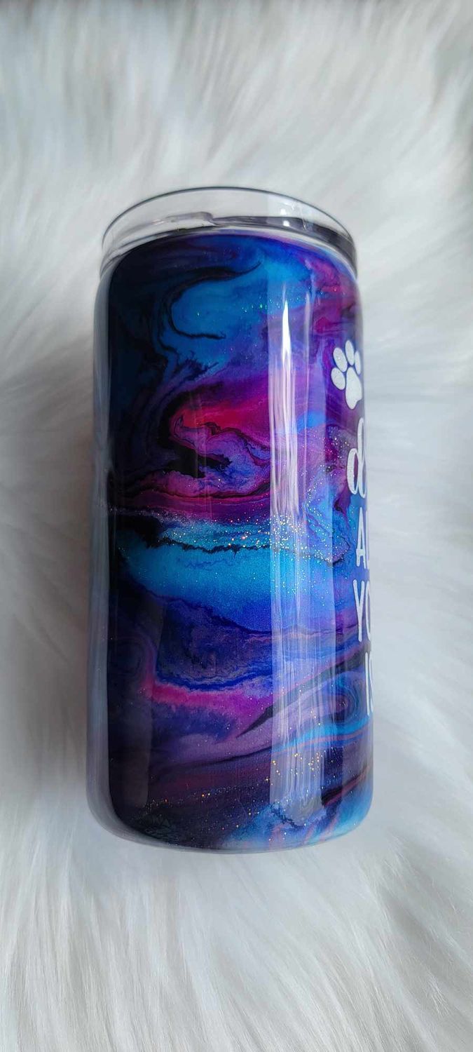 12oz Duo Purple/Blue/Black swirl Slim Duozi can cooler/tumber in 1 2 Screw on lids