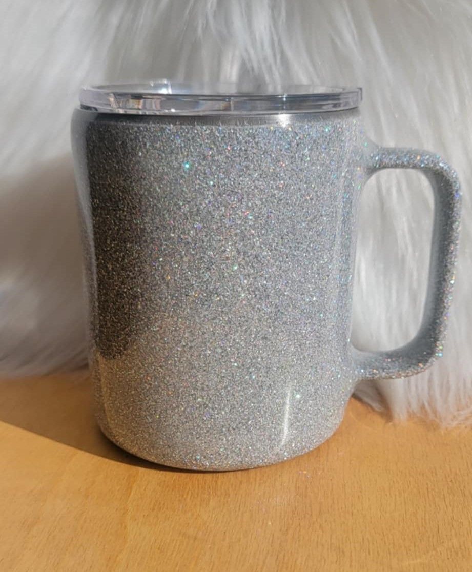 12oz Silver Glitter Hot Cocoa Mug