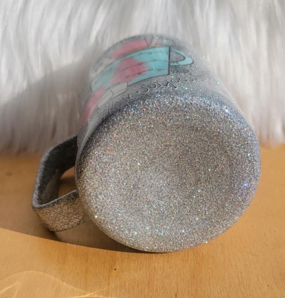 12oz Silver Glitter Hot Cocoa Mug