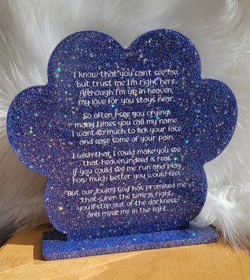 Dog Paw Memorial Plaque (You choose the colors)
