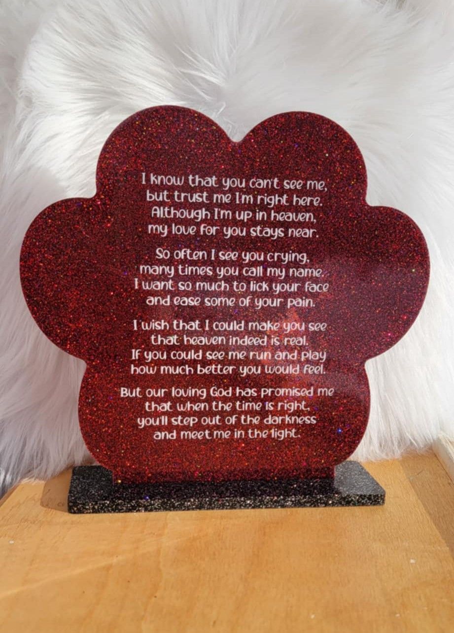 Dog Paw Memorial Plaque (You choose the colors)