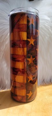 20oz Skinny Woodgrain Diagonal Flag