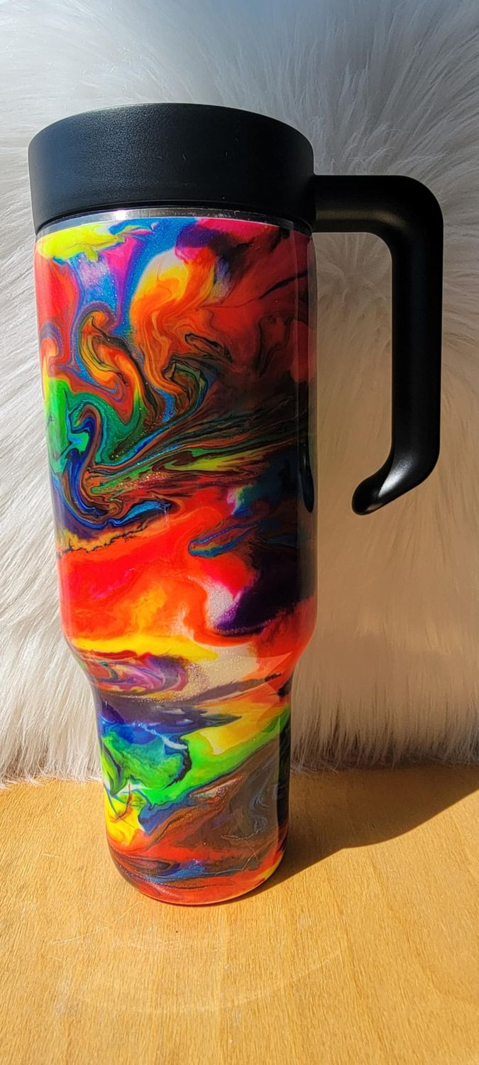 40oz Rainbow Swirl with glow