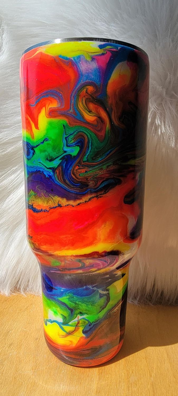 40oz Rainbow Swirl with glow