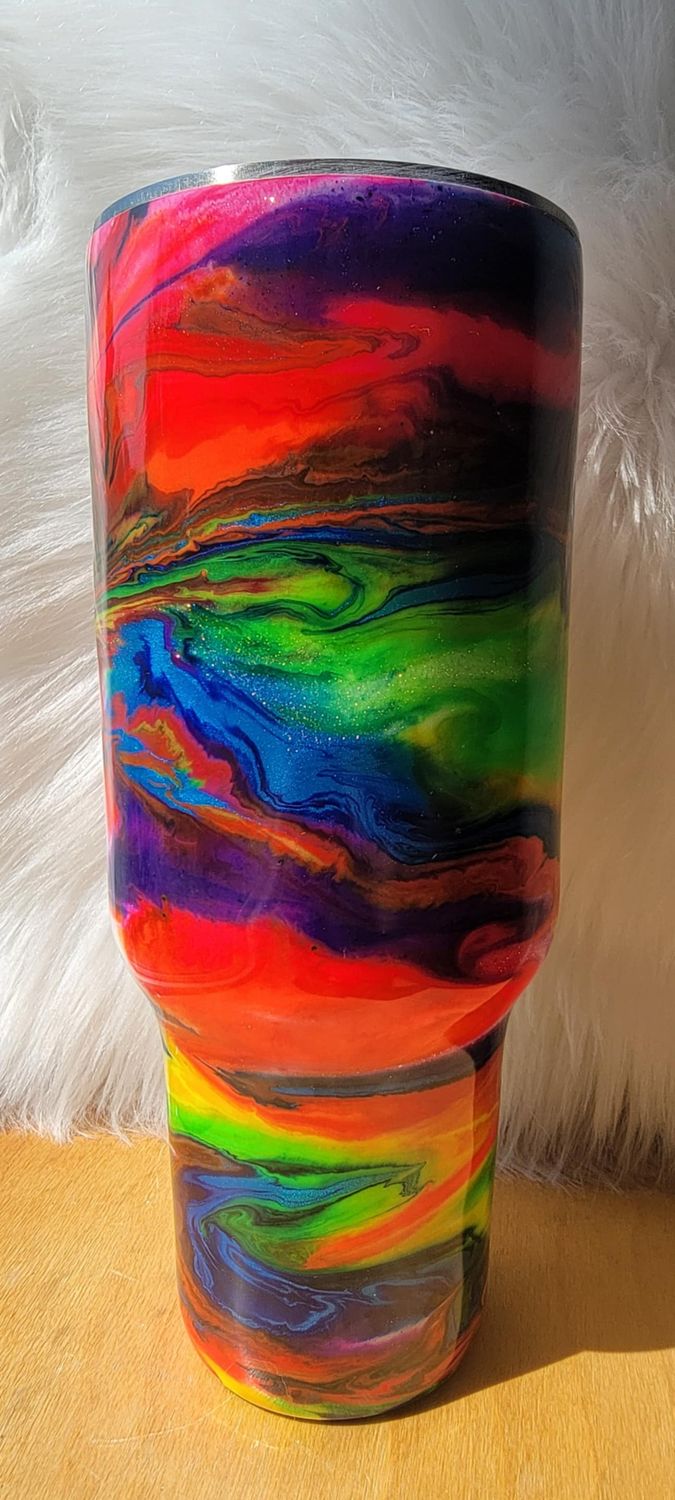 40oz Rainbow Swirl with glow