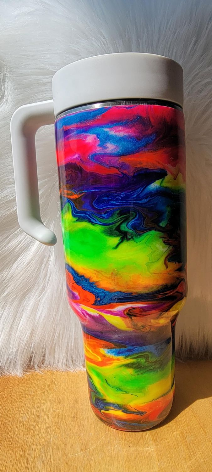 40oz Rainbow Swirl with glow