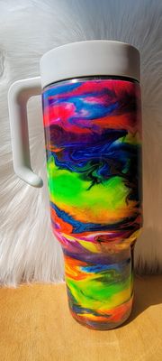 40oz Rainbow Swirl with glow