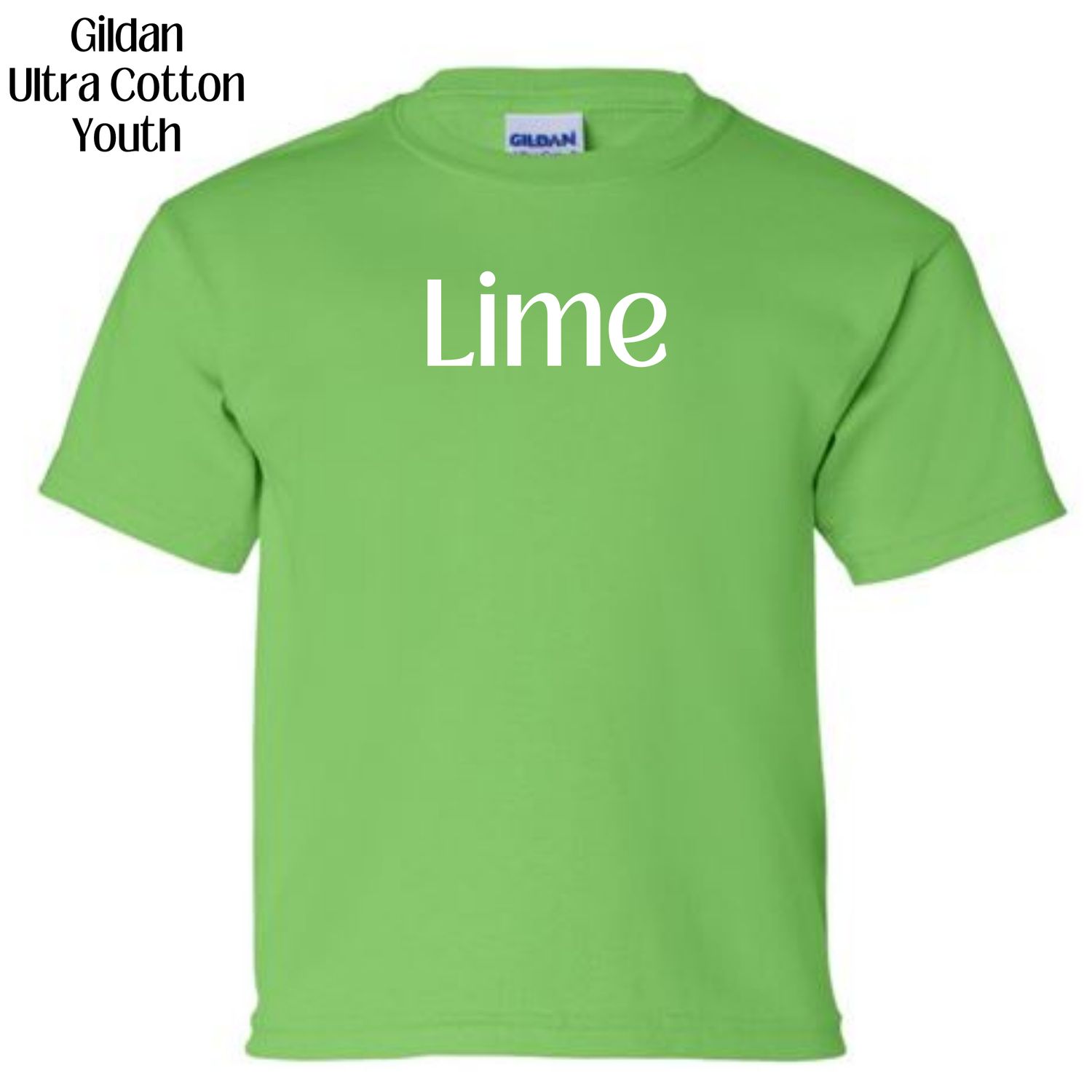All Gildan Ultra Cotton YOUTH colors available (subject to change if unavailable from vendors)
