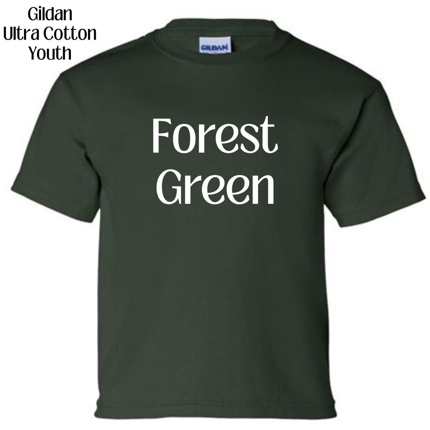 All Gildan Ultra Cotton YOUTH colors available (subject to change if unavailable from vendors)