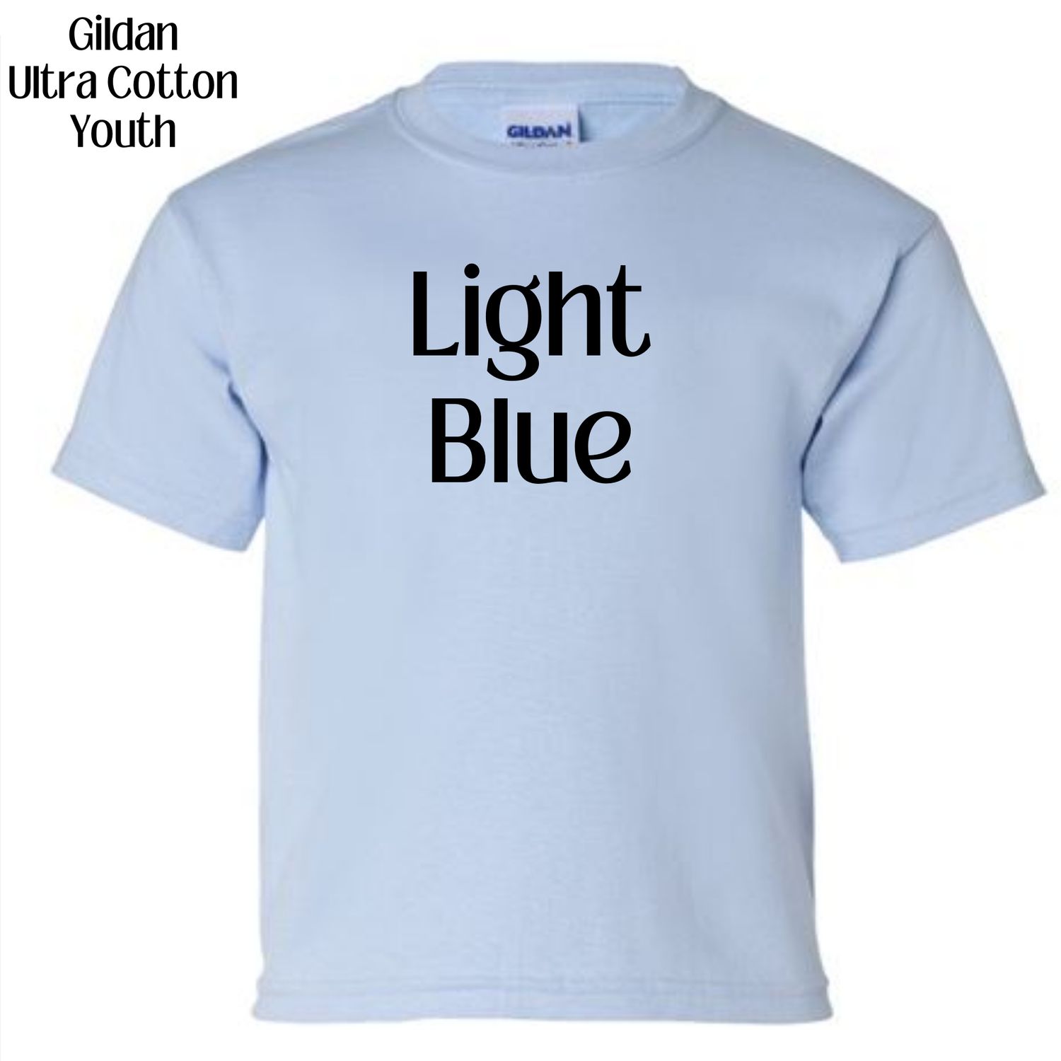 All Gildan Ultra Cotton YOUTH colors available (subject to change if unavailable from vendors)