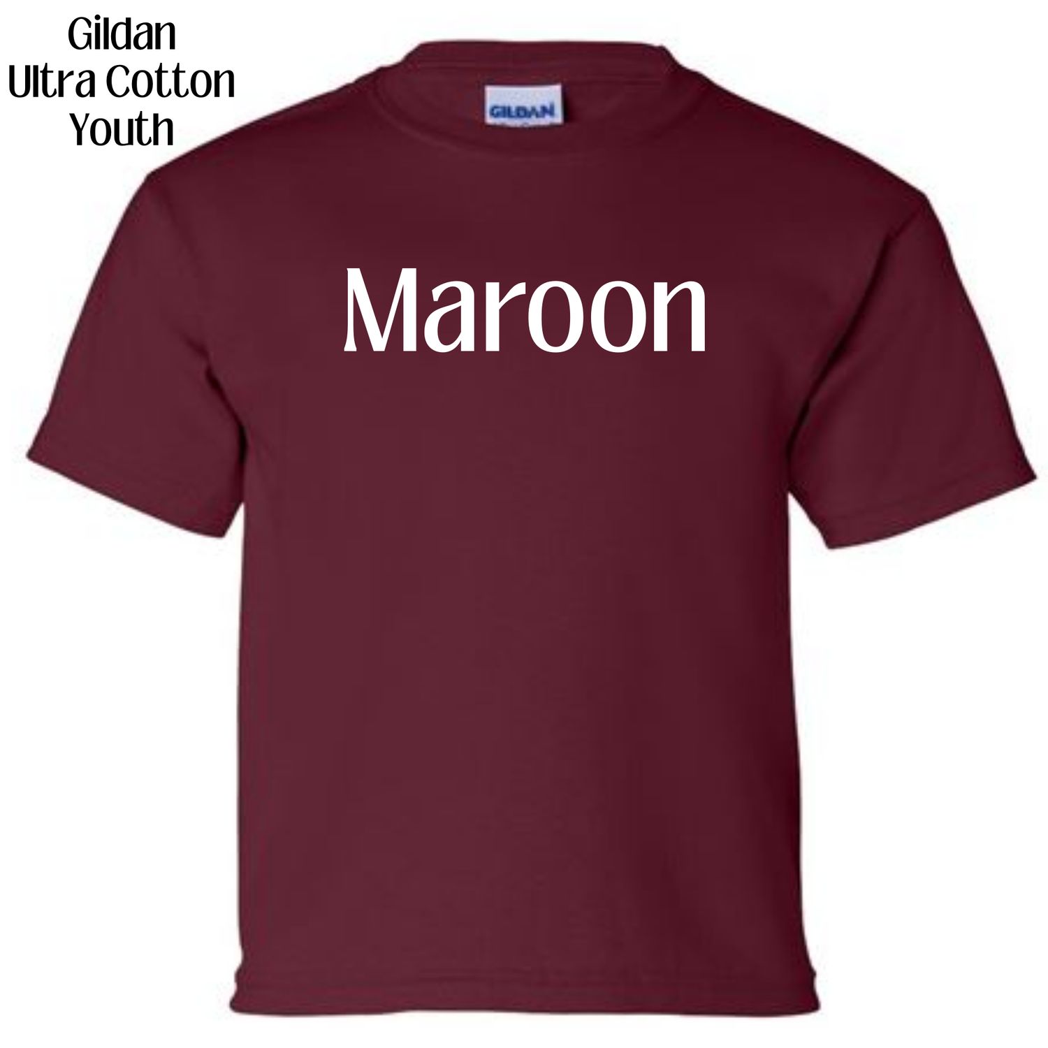All Gildan Ultra Cotton YOUTH colors available (subject to change if unavailable from vendors)