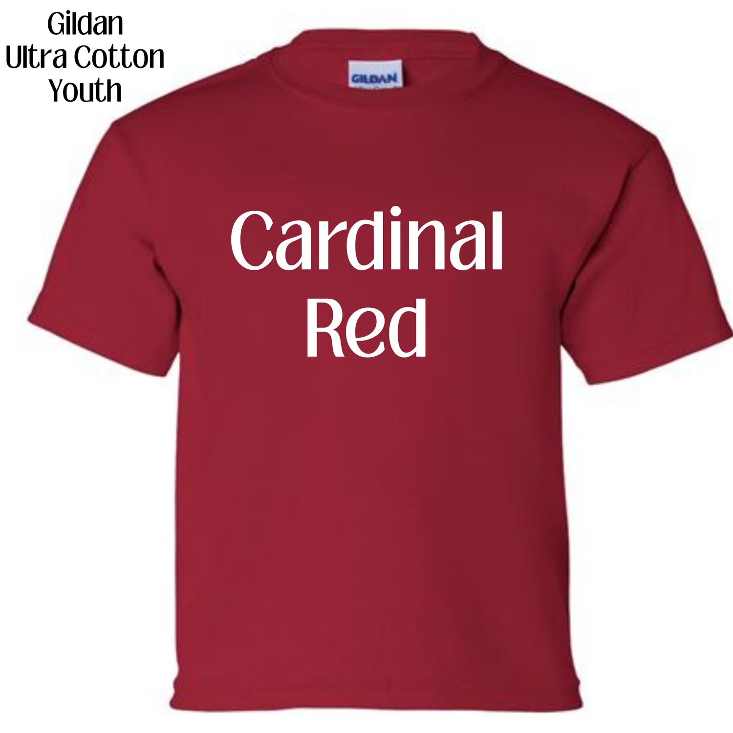 All Gildan Ultra Cotton YOUTH colors available (subject to change if unavailable from vendors)