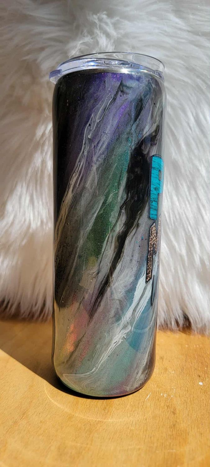 20oz Skinny Pray More Worry Less Milky way with pigment rub