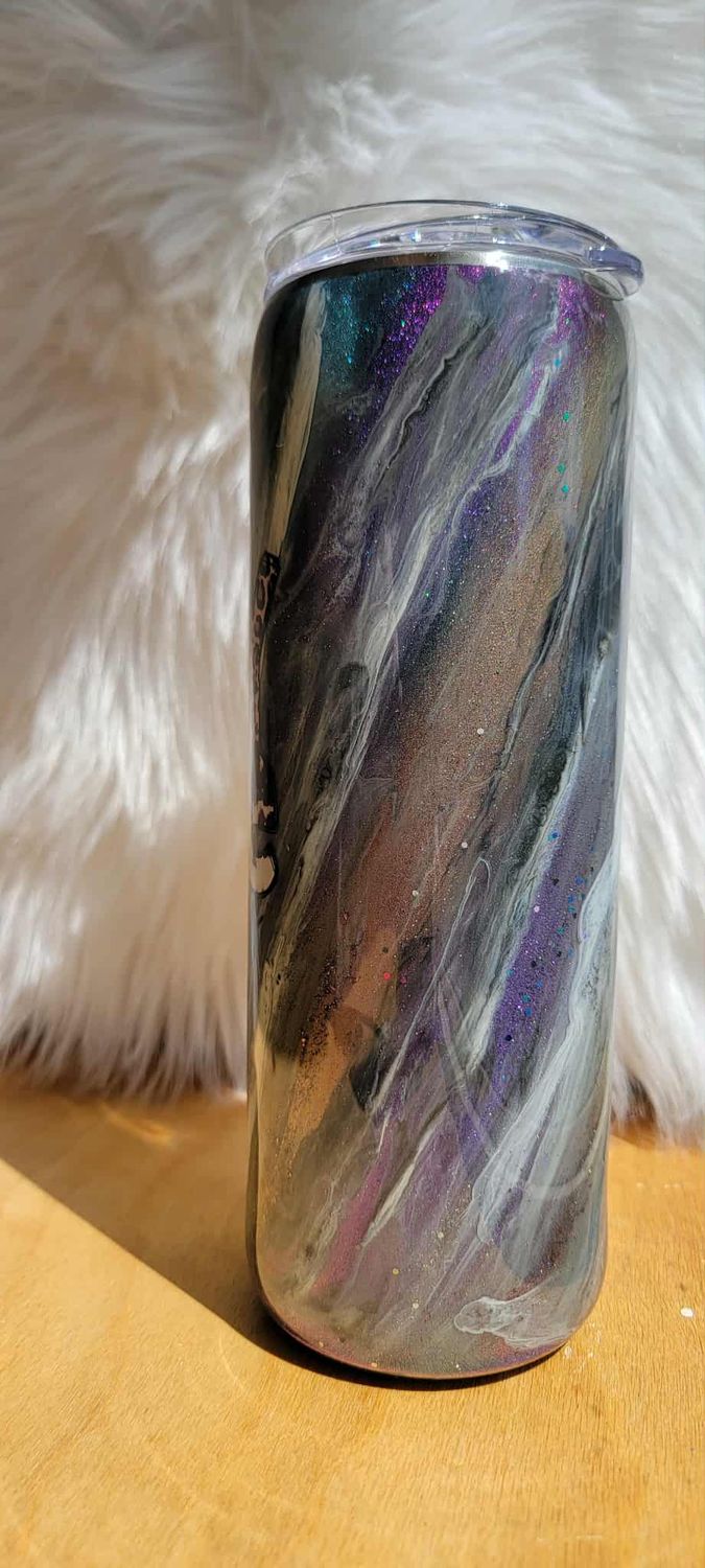 20oz Skinny Pray More Worry Less Milky way with pigment rub