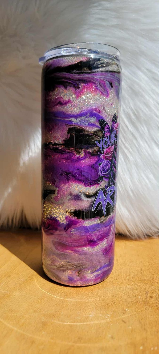 20oz Black &amp; and purple swirl Your Feelings Are Valid