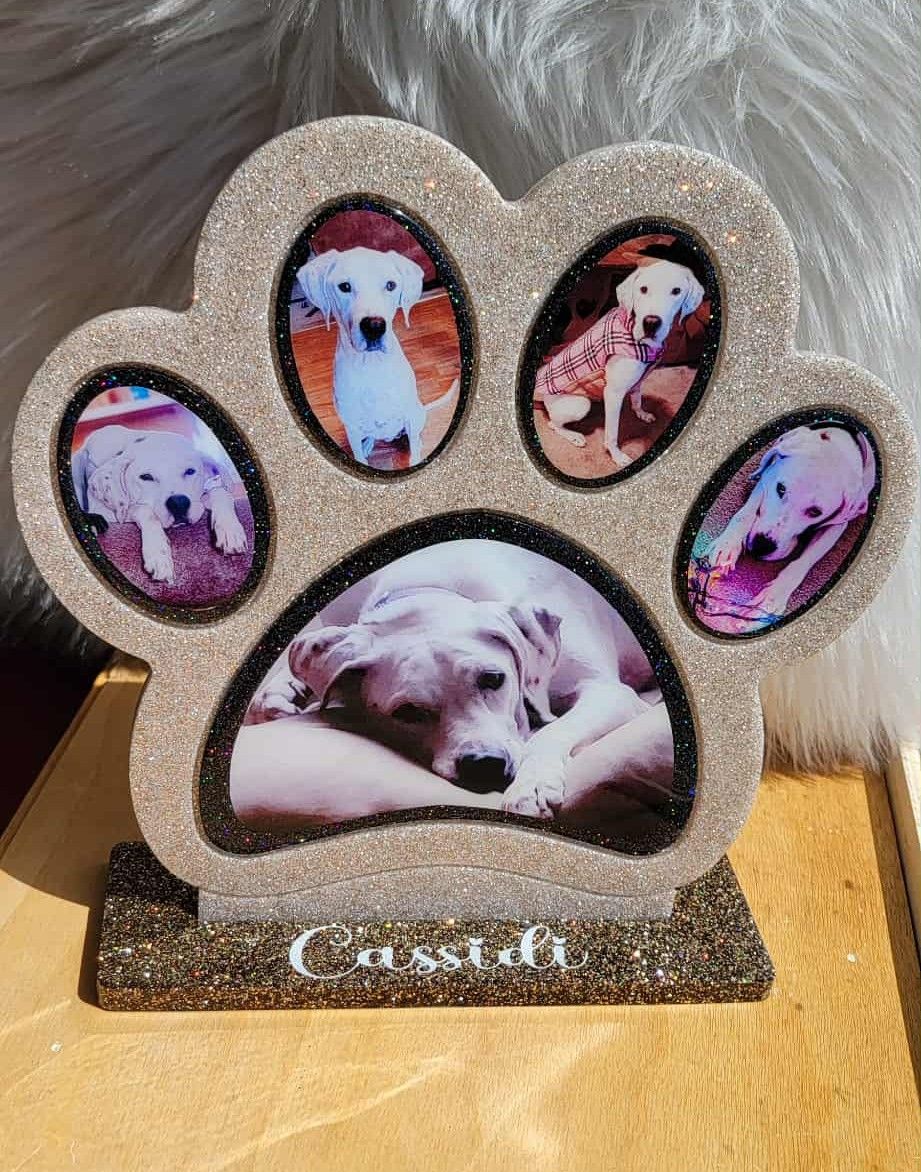 Dog Paw Memorial Plaque (You choose the colors)