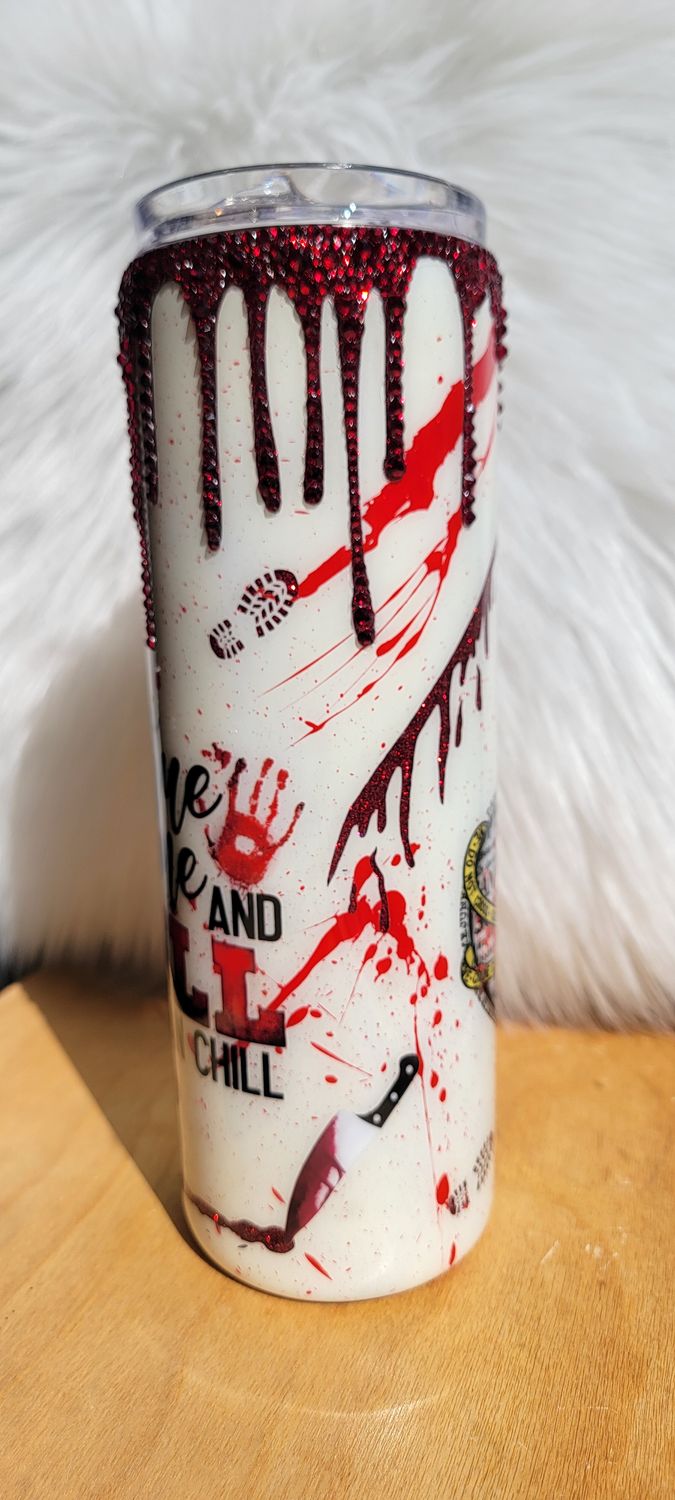 30oz Skinny True Crime with Glass Rhinestone Drip