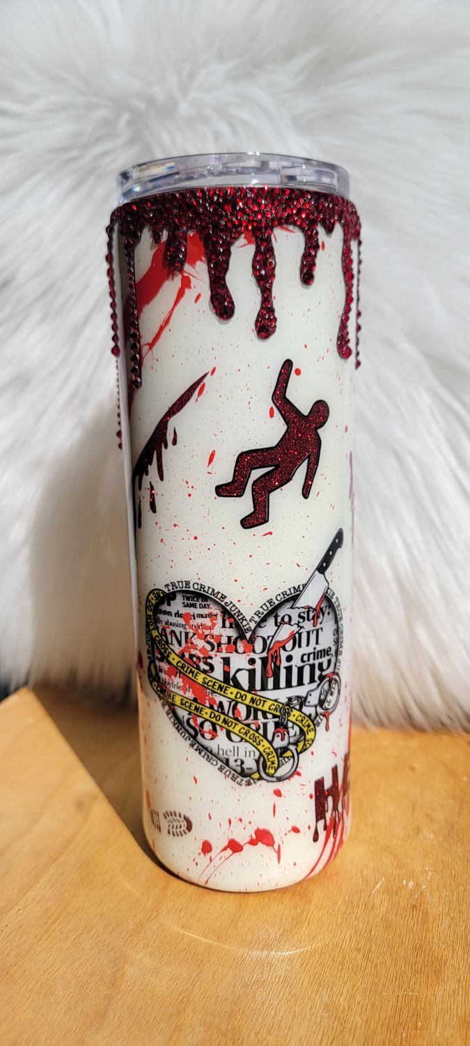 30oz Skinny True Crime with Glass Rhinestone Drip