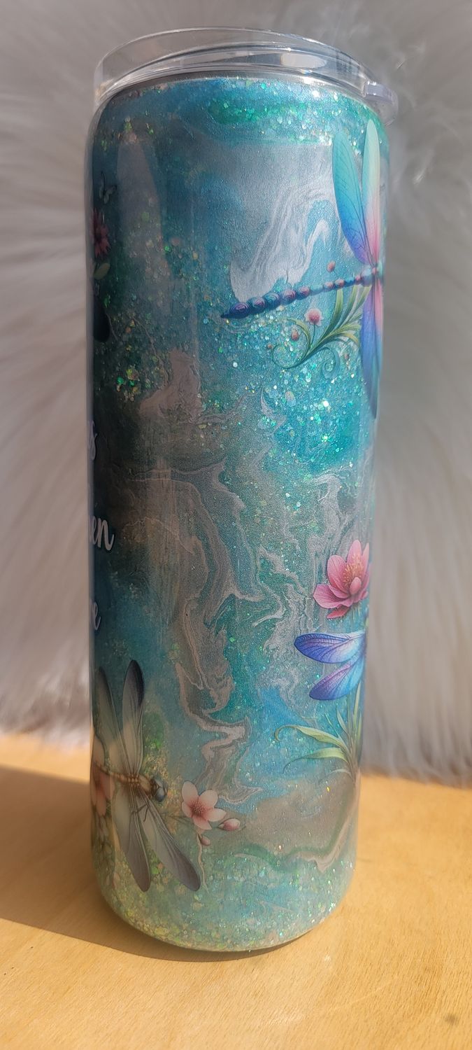 20oz Glitter Base with Ink Swirl Dragonflies