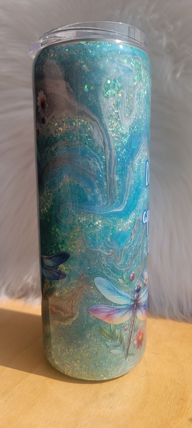 20oz Glitter Base with Ink Swirl Dragonflies