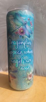 20oz Glitter Base with Ink Swirl Dragonflies