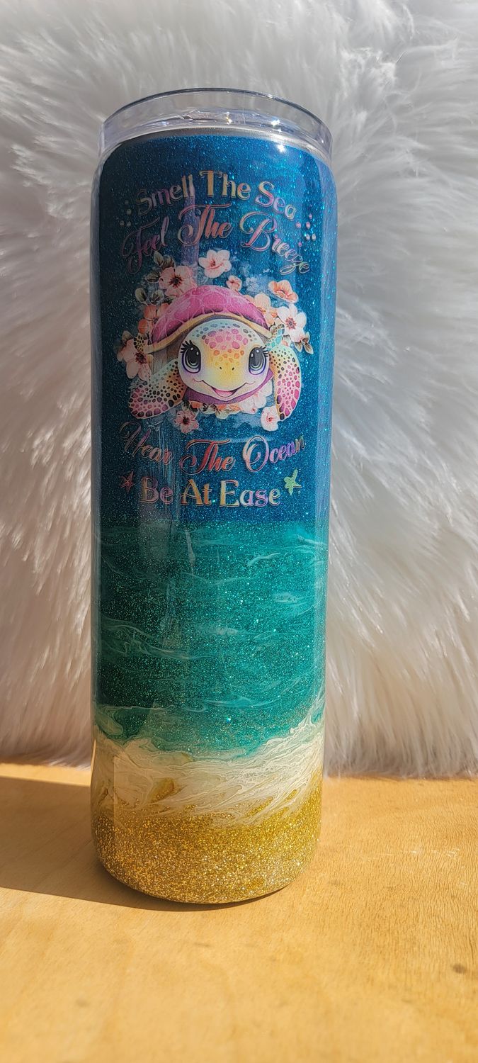 30oz Skinny Beach with Turtle decal