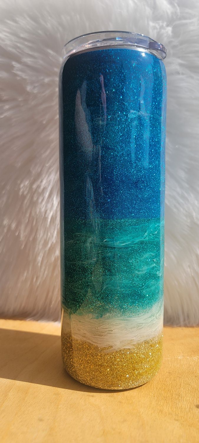 30oz Skinny Beach with Turtle decal