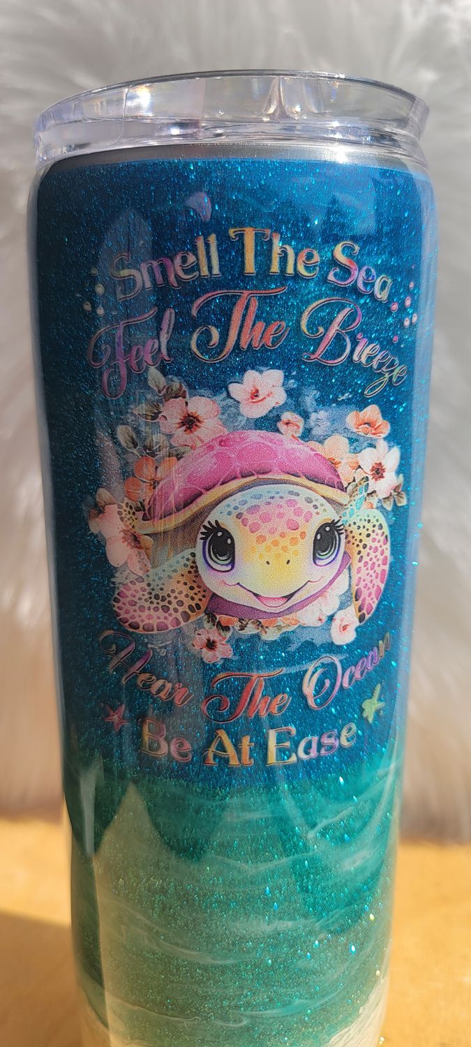 30oz Skinny Beach with Turtle decal